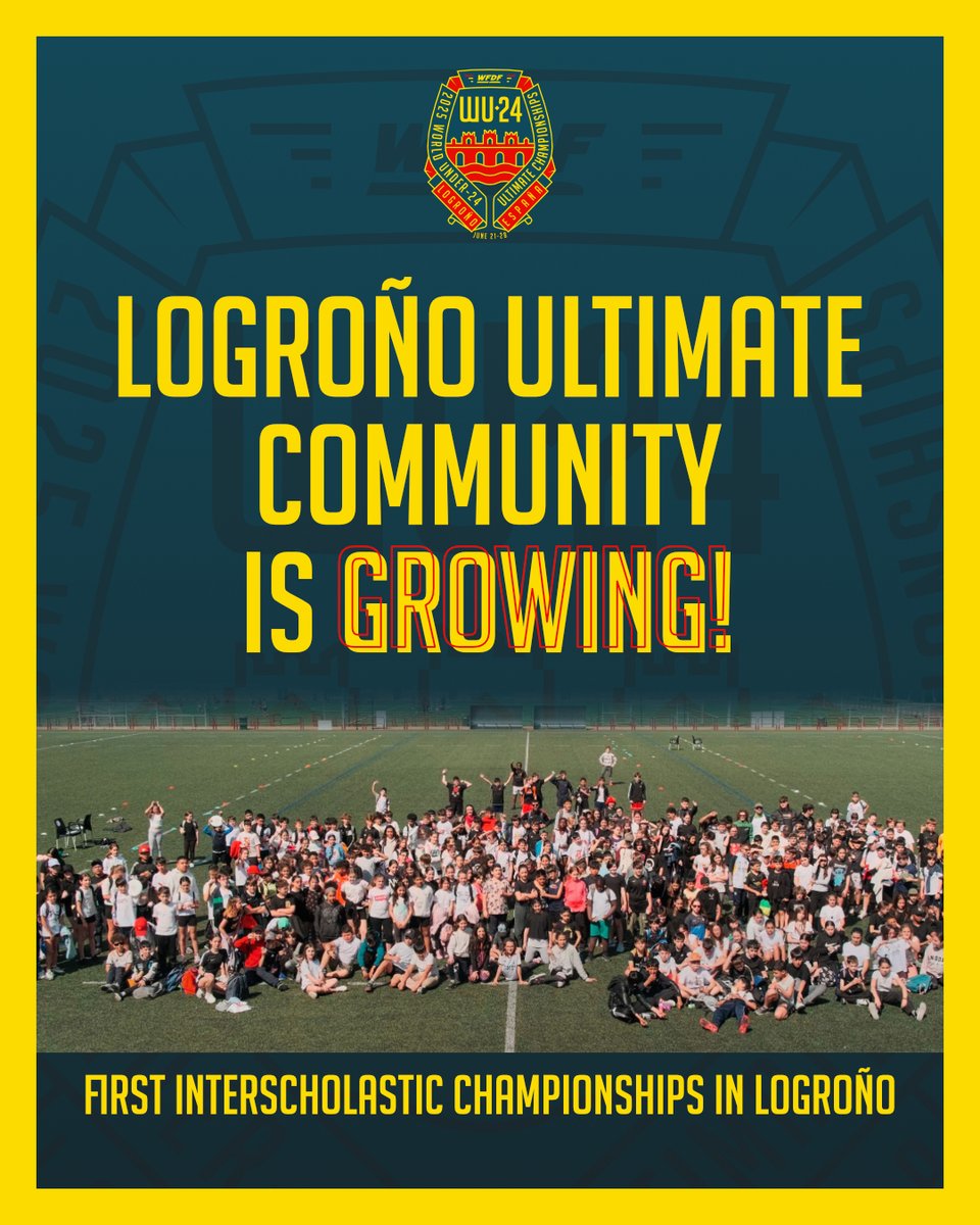 Over 320 students participated in the first interscholastic championships in Logroño today. The organizers @logroultimate are doing an amazing job at growing the ultimate community in the area!
.
.
#2025wu24
#wu24
#wfdf
#worldflyingdisc
#wfdfevents
#RoadToLogrono