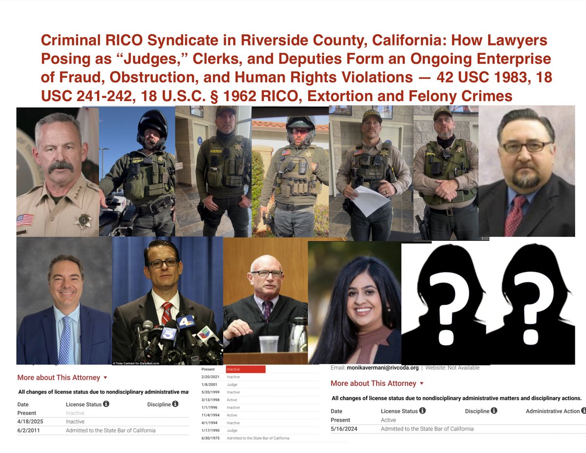 Realworldfare™️ (@realworldfare) on Twitter photo <a href="/FBIDirectorKash/">FBI Director Kash Patel</a> <a href="/TheJusticeDept/">U.S. Department of Justice</a> <a href="/AGPamBondi/">Attorney General Pamela Bondi</a> meanwhile #riversidecounty #california county is a BIG ASS CRIMINAL ENTERPRISE which you have been noticed of countless times..... <a href="/RivCoDA/">Riverside County DA's Office</a> + <a href="/RSo/">Riverside County Sheriff</a> + <a href="/ChadBianco/">Sheriff Chad Bianco</a> + <a href="/RivCoNow/">County of Riverside</a> = RICO cartel enterprise--- realworldfare.com/criminal-rico-… <a href="/FBIDirectorKash/">FBI Director Kash Patel</a> <a href="/TheJusticeDept/">U.S. Department of Justice</a> <a href="/AGPamBondi/">Attorney General Pamela Bondi</a> meanwhile #riversidecounty #california county is a BIG ASS CRIMINAL ENTERPRISE which you have been noticed of countless times..... <a href="/RivCoDA/">Riverside County DA's Office</a> + <a href="/RSo/">Riverside County Sheriff</a> + <a href="/ChadBianco/">Sheriff Chad Bianco</a> + <a href="/RivCoNow/">County of Riverside</a> = RICO cartel enterprise--- realworldfare.com/criminal-rico-…
