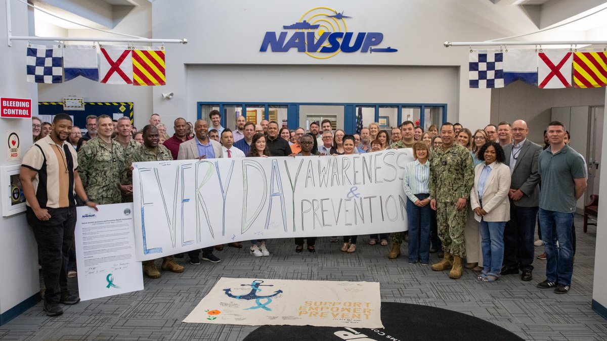 STEP FORWARD. Prevent. Report. Advocate. 
NAVSUP employees gathered on #DenimDay to demonstrate their year-round commitment to sexual assault awareness and prevention. #SAAPM Learn more at sapr.mil.