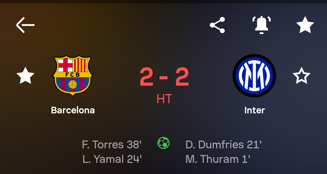 Barcelona fans post your handles to gain now 
More goals for Barcelona in the second half💙❤️
#BarcaInter #UCL