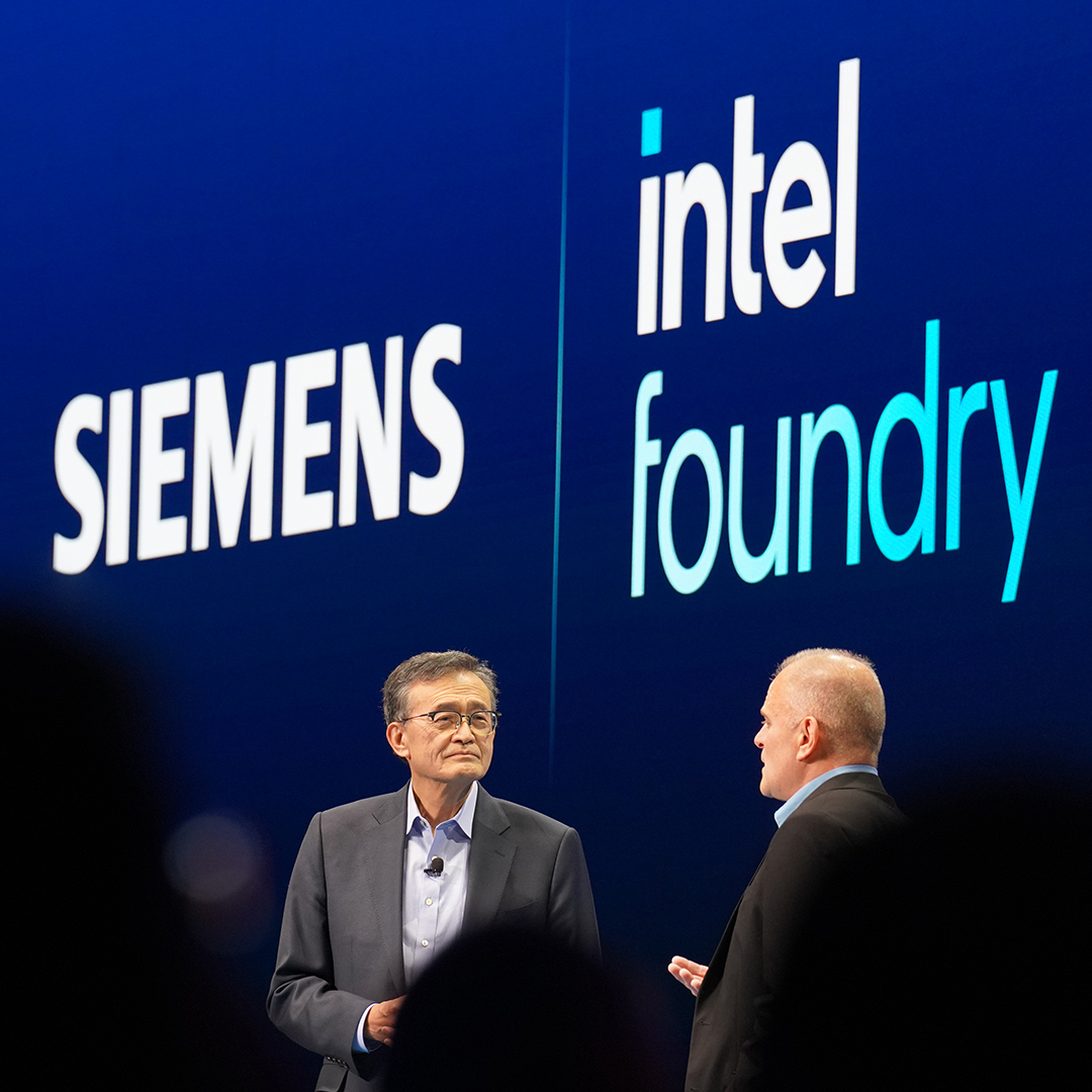 intel's tweet photo. Our partners inspire and empower us. Special thanks to Sassine Ghazi, president and CEO of @Synopsys; Anirudh Devgan, president and CEO of @Cadence; and Mike Ellow, CEO of @Siemens EDA, for joining us at Intel Foundry #DirectConnect.