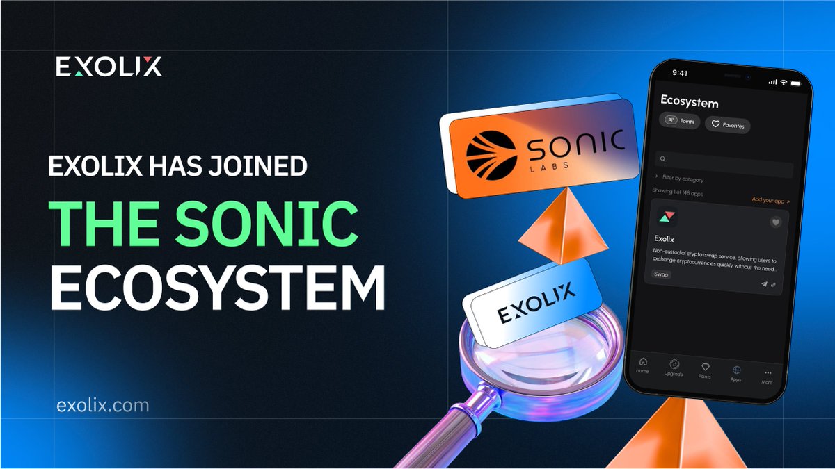 Exolix (@exolix_com) on Twitter photo 📢 Exolix is now listed in the #SonicLabs Ecosystem under the Swap category!
<a href="/SonicLabs/">Sonic Labs</a> is the highest-performing EVM blockchain, built for speed, scalability, and next-gen dApps. It combines powerful incentives with world-class infrastructure to power the future of DeFi and 📢 Exolix is now listed in the #SonicLabs Ecosystem under the Swap category!
<a href="/SonicLabs/">Sonic Labs</a> is the highest-performing EVM blockchain, built for speed, scalability, and next-gen dApps. It combines powerful incentives with world-class infrastructure to power the future of DeFi and