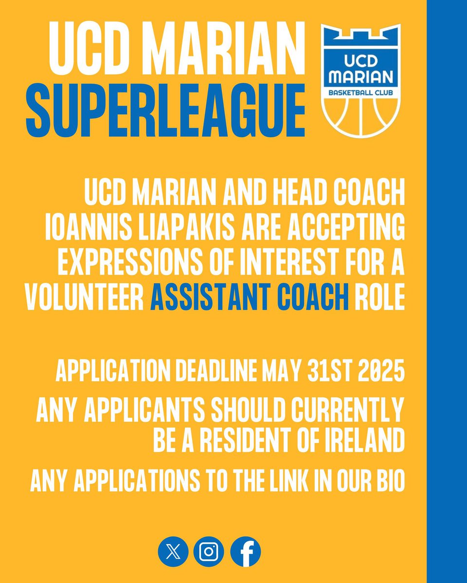 We are looking for a new Assistant Coach to join Ioannis’ staff for next season. 

Register your interest: docs.google.com/forms/d/1K-l1y…