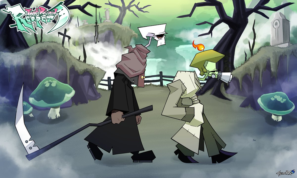 ScorchVx's tweet image. Wraith and Patchwork waking up real early in the morning to take in that sweet hazy green gloom before another day of Soul Hunter training...
#ThatDamnedReaper #digitalart #oc #ocs #indieanimation