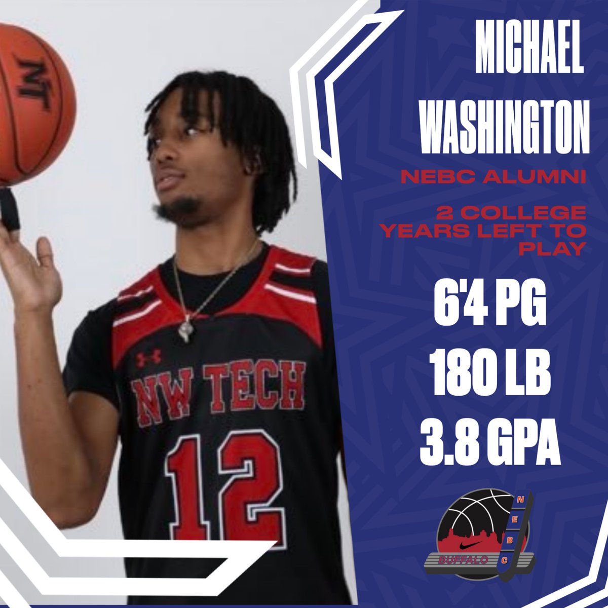 NEBC Basketball π (@nebcbasketball_) on Twitter photo 6β4 <a href="/mwashington0/">Michael Washington</a> two years eligibility with a 3.8 GPA. In the last two months, Washington has increased his vertical by 3.5 inches very attractive 6β9 wingspan. Open to all levels. ππ₯ #NEBCELITE 6β4 <a href="/mwashington0/">Michael Washington</a> two years eligibility with a 3.8 GPA. In the last two months, Washington has increased his vertical by 3.5 inches very attractive 6β9 wingspan. Open to all levels. ππ₯ #NEBCELITE