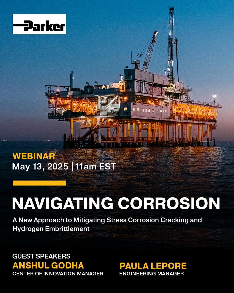 Are you facing challenges with stress corrosion cracking or hydrogen embrittlement? Join our webinar on May 13 to discover innovative solutions and strategies. prker.co/44jdn6a

#OilandGas #Hydrogen #MaterialQuality
