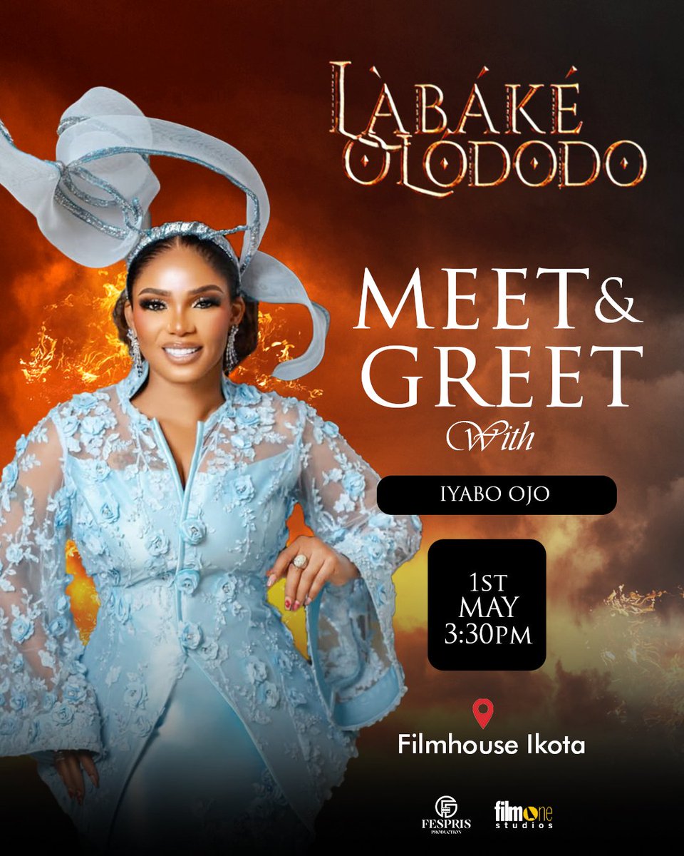 iyaboojo_'s tweet photo. MEET & GREET ALERT! 🚨🎬 Join me live at:
FilmHouse Ikota by 3:30pm & FilmHouse Surulere by 5pm
Let's celebrate Workers' Day and watch LABAKE OLODODO together! 🎉🍿 Can't wait to meet my lovely fans! ❤️ See you there!
#LabakeOlododo #MeetAndGreet #WorkersDay" https://t.co/L8ziQYcYJH