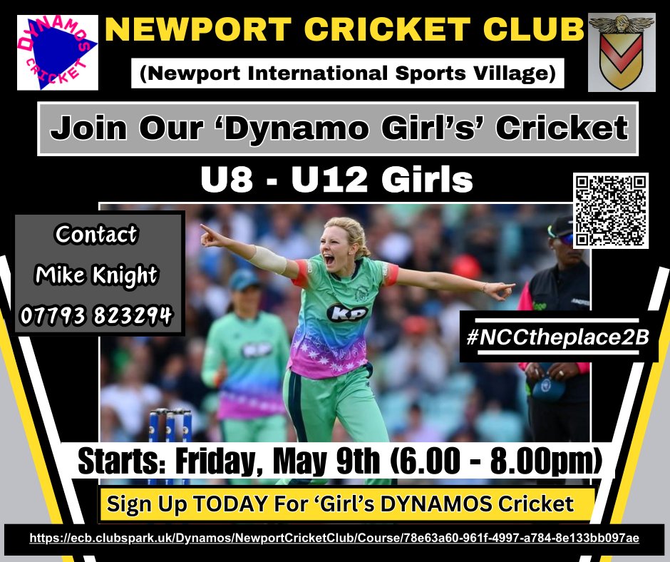 Newport Cricket Club (@newportcricketc) on Twitter photo Try Girl's Cricket <a href="/NewportCricketC/">Newport Cricket Club</a> Every Friday, starting Friday, May 9th (6.00-8.00pm) based at Newport International Sports Village. Sign Up Now! Contact Mike Knight (07793823294) #NCCthePlace2B Try Girl's Cricket <a href="/NewportCricketC/">Newport Cricket Club</a> Every Friday, starting Friday, May 9th (6.00-8.00pm) based at Newport International Sports Village. Sign Up Now! Contact Mike Knight (07793823294) #NCCthePlace2B
