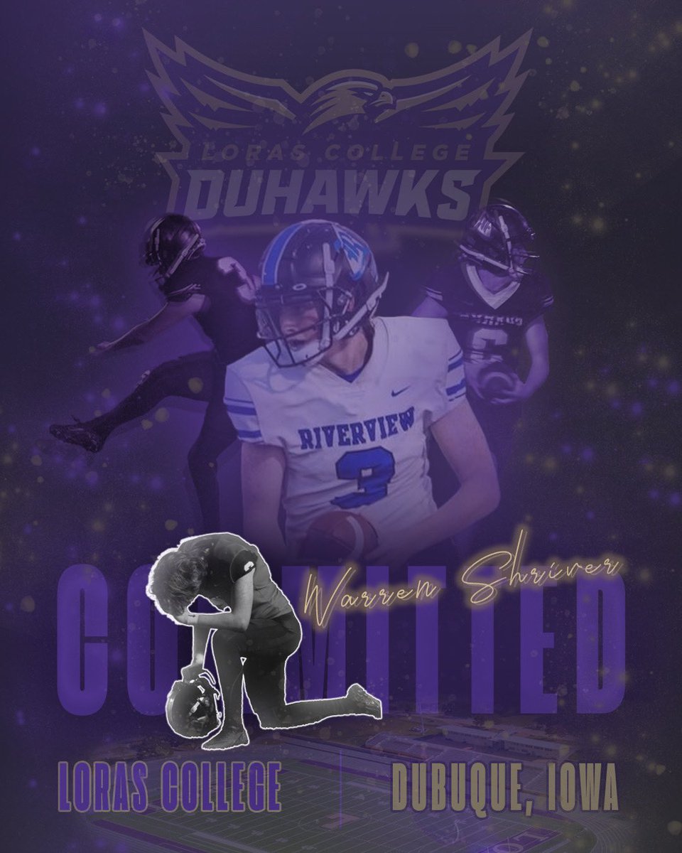 Extremely blessed to announce I will be continuing my academic and athletic career at <a href="/lorascollege/">Loras College</a> !!!

<a href="/LorasCollegeFB/">Loras Football</a> <a href="/CoachJPWR/">Coach Powers</a> <a href="/CoachHLorasFB/">Steve Helminiak</a> <a href="/RVSharkFootball/">Riverview Football</a>