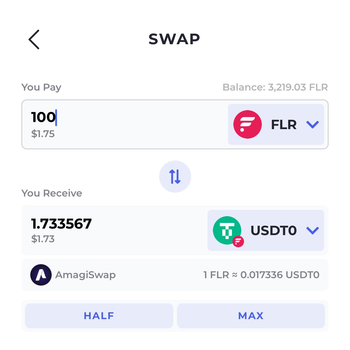 BifrostWallet's tweet image. 📢 New in Bifrost Wallet: Native USDT0 ⇄ FLR swaps!

You can now seamlessly swap USDT0 for Flare (FLR) directly in the wallet — no bridges, no wrapping, no custodians.

Self-custody. Simplicity. Power. 💪