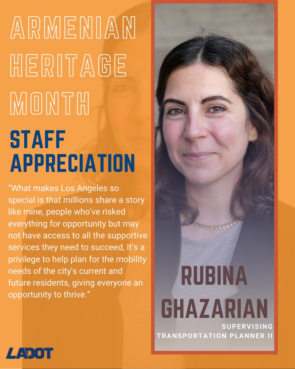 As #ArmenianHeritageMonth ends, we’re giving a big shoutout to our Armenian American staff at LADOT. Your hard work and dedication help shape the city we all love. Thank you!