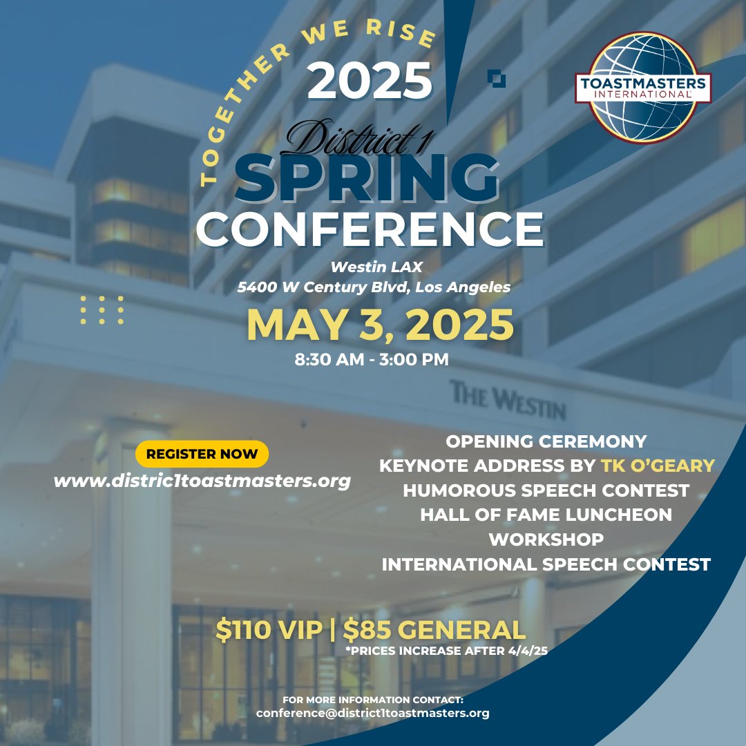 DistrictOneTM's tweet image. [District 1 Toastmasters] Take Action Today: Showcase, Business Meeting &amp;amp; Tickets! - mailchi.mp/district1toast…