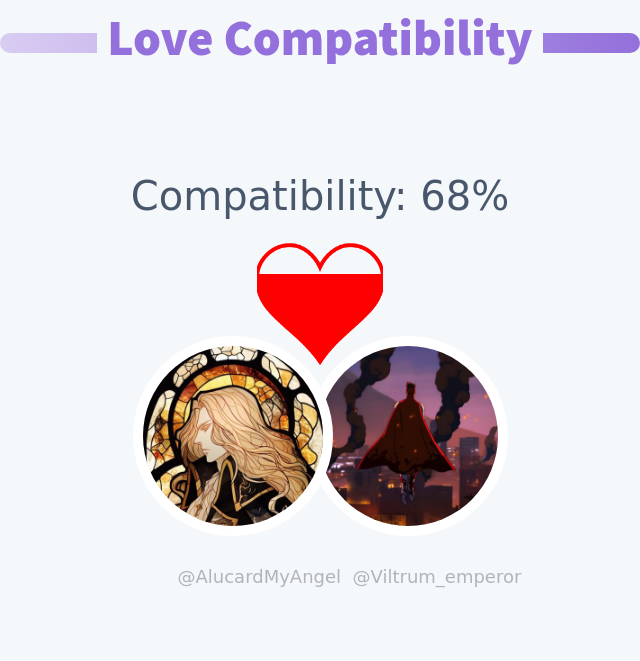 My love compatibility with <a href="/Viltrum_emperor/">Omni-Mark</a> is 68%

➡️ infinityweet.me/love-calculator