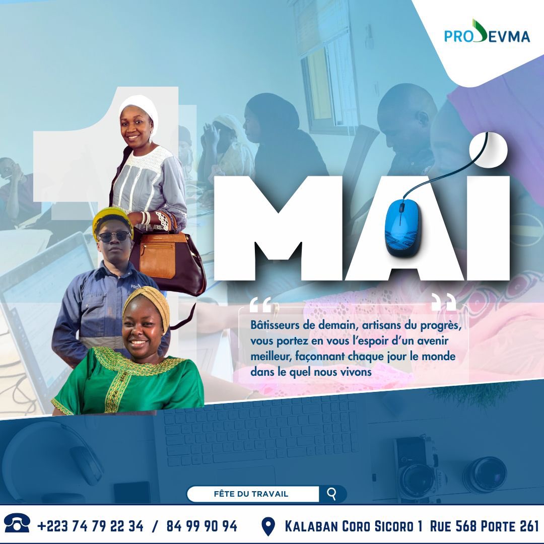 prodevma's tweet image. Chez PRODEVMA, nous croyons que derrière chaque innovation, il y a un travailleur engagé.
Ce 1er mai, nous saluons nos collaborateurs, partenaires et clients pour leur détermination à faire avancer le monde du digital, de la technologie et des services.

Prodevma #FeteDuTravail