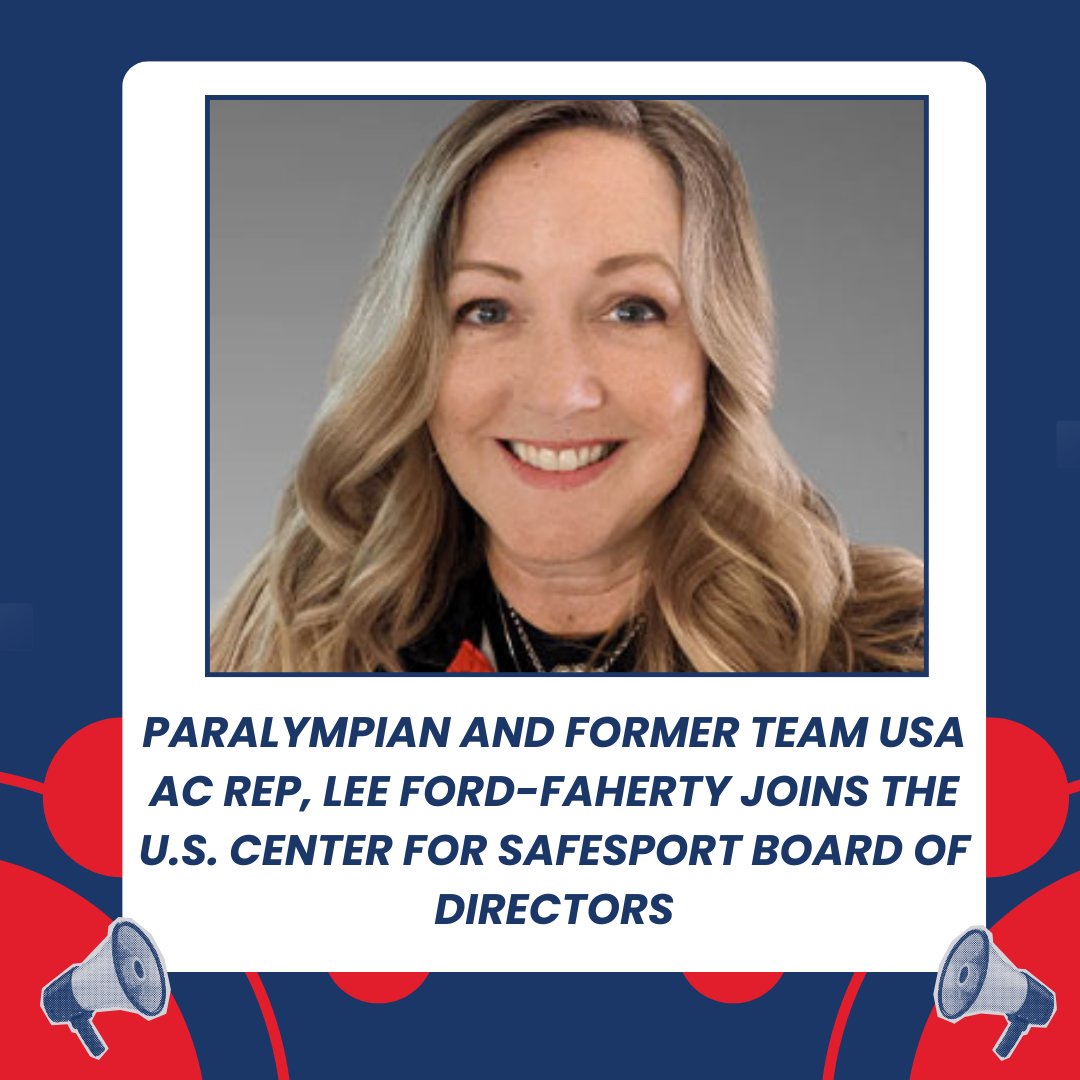 We’re proud to share that Paralympian and former Team USA AC rep, Lee Ford-Faherty, has been appointed to the U.S. Center for SafeSport Board of Directors! Lee was nominated and elected to this role through a vote led by the Team USA AC! Congrats Lee!