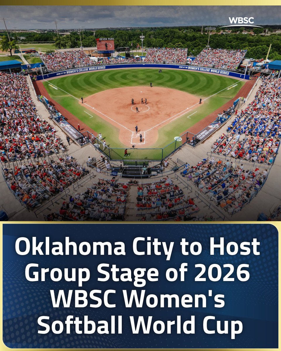 🚨 Breaking News‼️
🇺🇸 Oklahoma City to host WBSC Women's Softball World Cup Group Stage 2026
📰 Learn more here
🔗 wbsc.org/en/news/oklaho… 

#SoftballWorldCupW