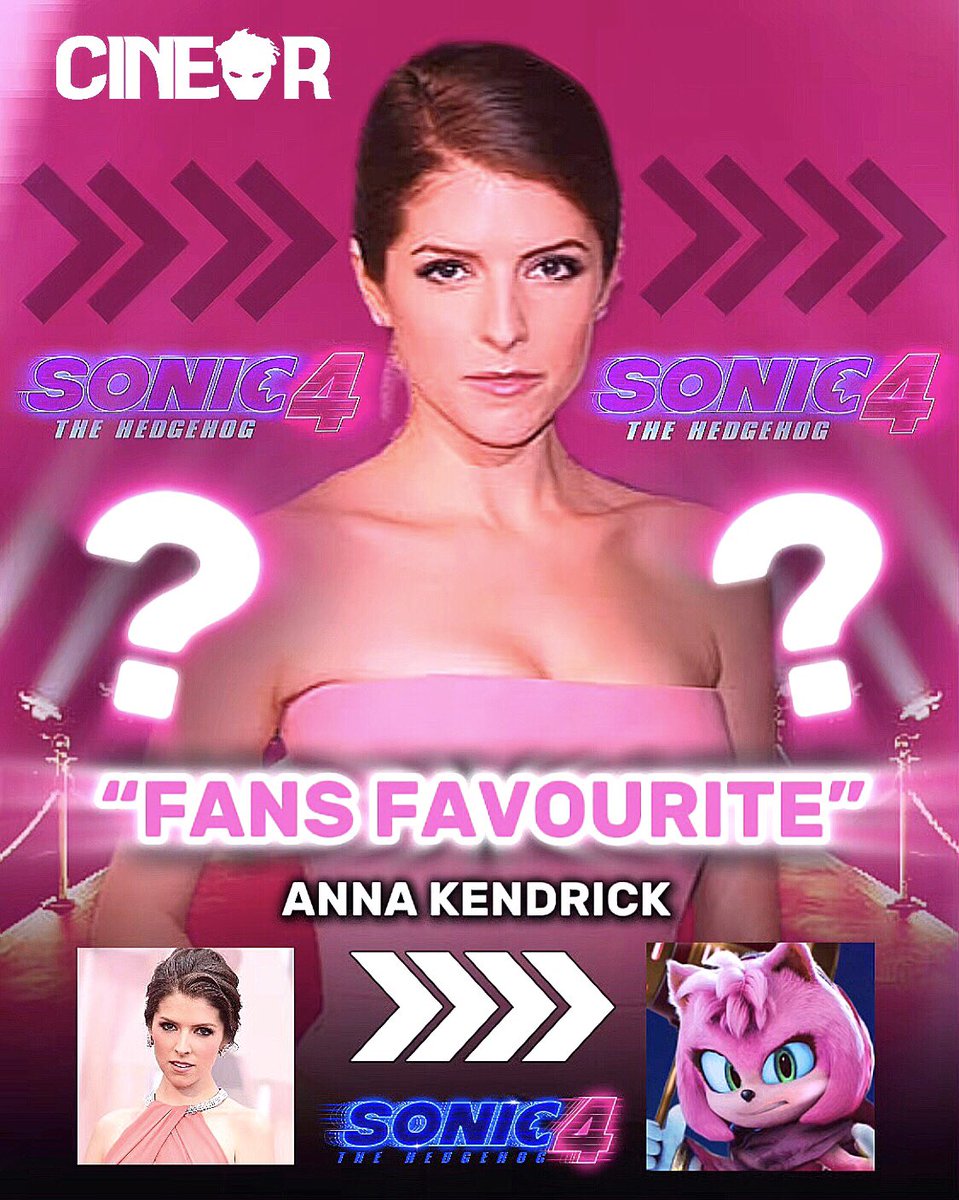 therealcineor's tweet photo. Who else (voice actors) is considering as “Fans Favourite” for other Sonic Characters in future SCU Movies? 🤔👀

#sonic #SonicTheHedgehog #SonicTheHedgehogmovie #sonicmovie #SonicMovie3 #sonicmovie4 #sonic4 #sonicfans #sonicnews #amyrose #sonamy #metalsonic #AnnaKendrick https://t.co/jAG8NmAFx8