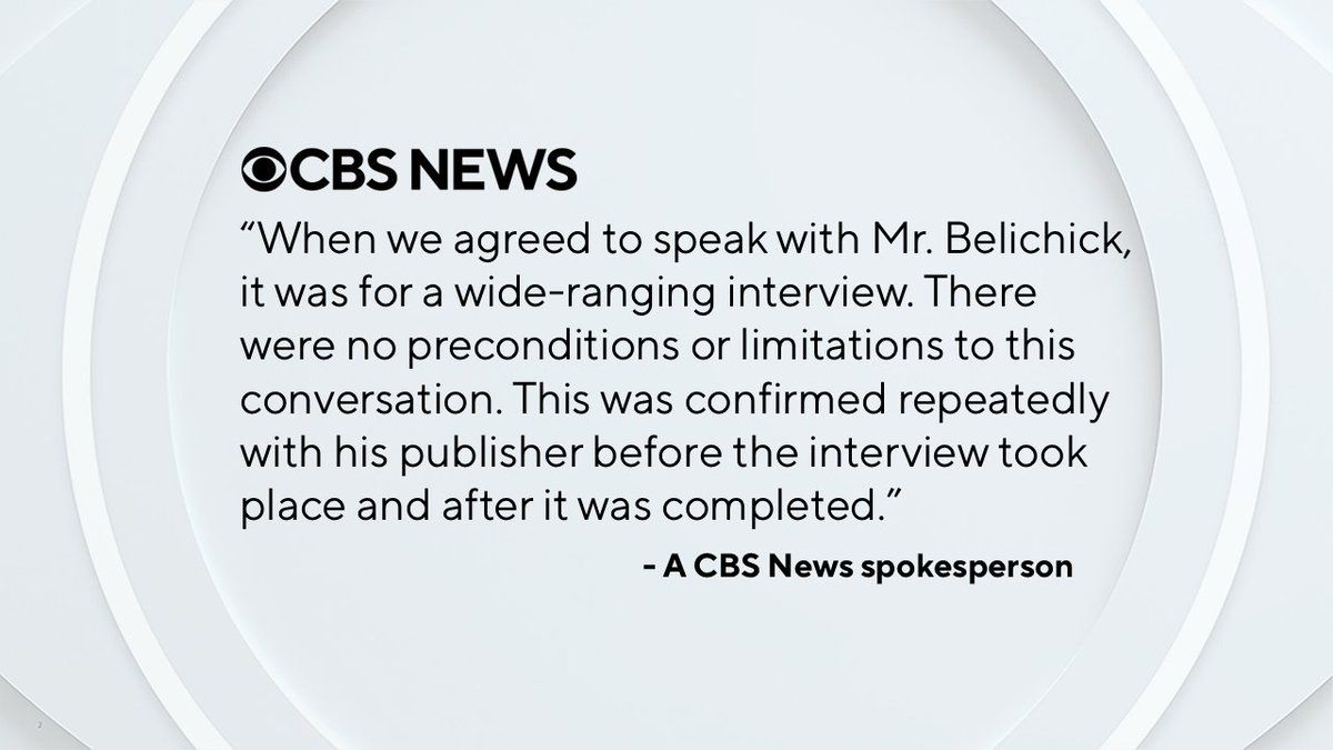 A statement from <a href="/CBSNews/">CBS News</a> on the interview with Mr. Bill Belichick: