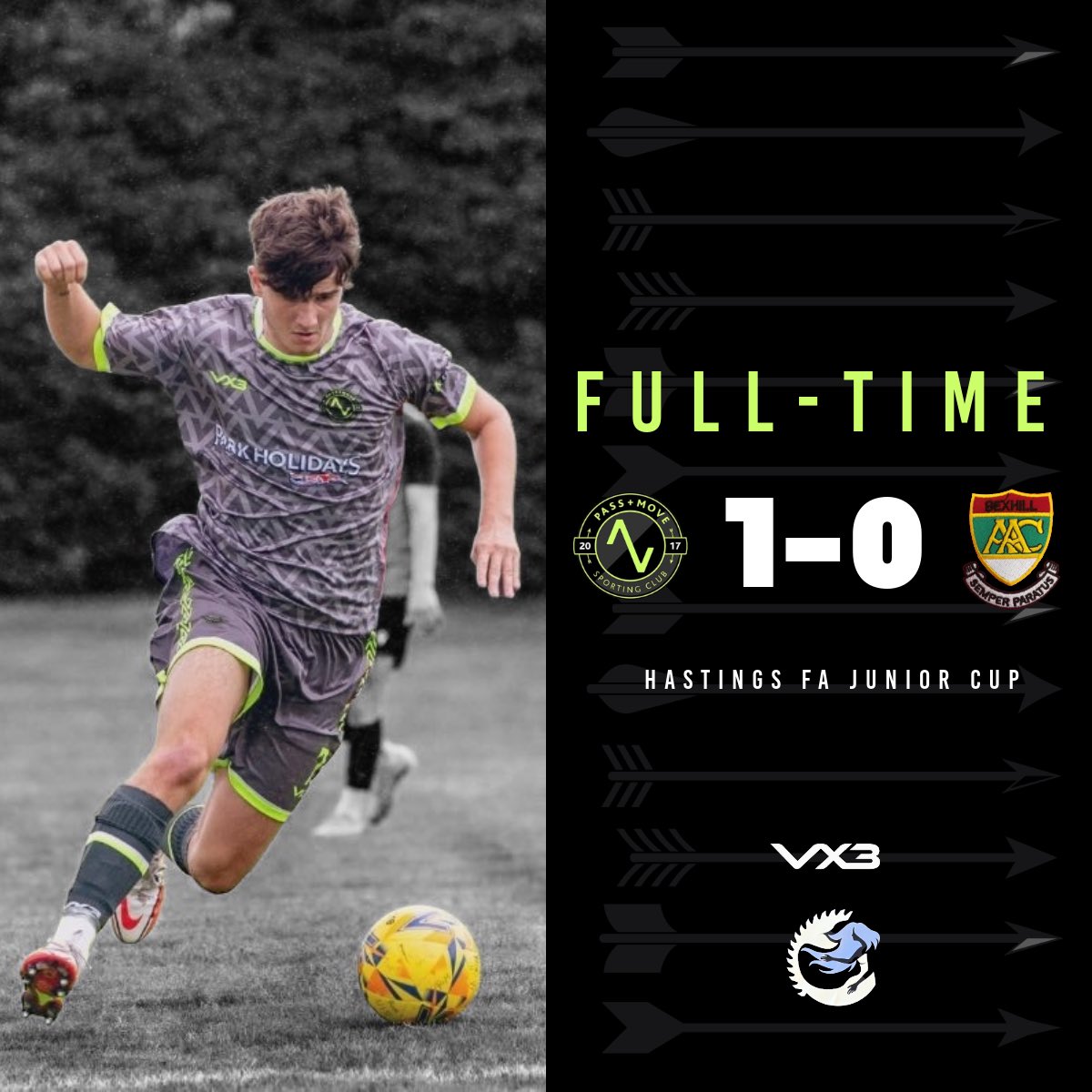 FT: SCPM 1-0 Bexhill AFFA II

We’ve done it! Not our best performance, but the lads pulled through. 

See you at The Pilot Field. ⚡️🏹

More below 👇