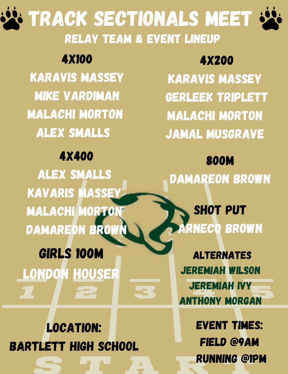 Come out and support our Cougar Track Stars at the Sectional Meet in Bartlett TN  this Saturday 5/3/2025!! #LetsGoCougars #jcmms #CougarPride #cougartrackandfield