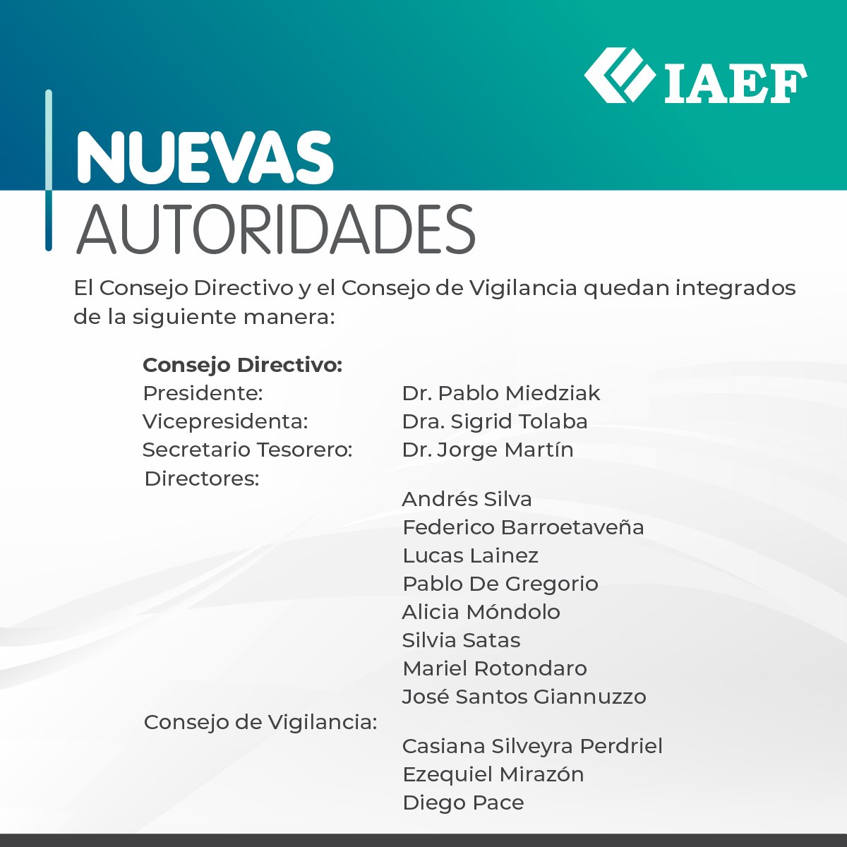 IAEF_oficial's tweet image. Durante la Asamblea Anual realizada ayer, el IAEF renovó sus autoridades.
Asume la Presidencia de nuestra institución Pablo Miedziak @miedziakp , Contador Público egresado de la UADE, con un Master en Finanzas en UDESA. A lo largo de su trayectoria, se desempeñó como CFO en…