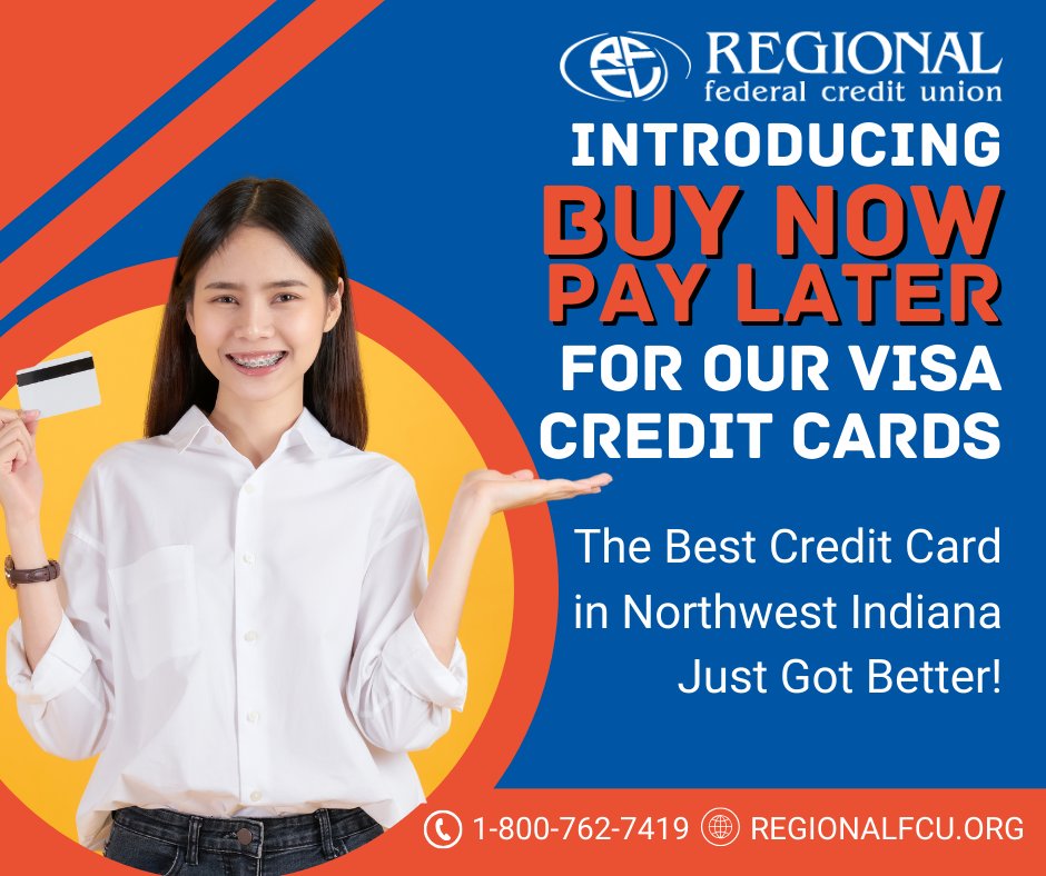 REGIONALFCU's tweet image. The best credit card in NW Indiana just got better! We now offer &quot;Buy Now, Pay Later&quot; on qualifying purchases. Pay off the purchases in monthly installments, helping you pay if off sooner.

LEARN MORE: bit.ly/4iE678x

#REGIONALDifference #CreditCards #BuyNowPayLater