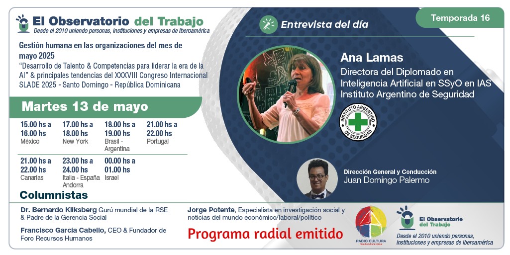 OdT - El Observatorio del Trabajo (@elobdeltrabajo) on Twitter photo Invitamos a escuchar #programaradial emitido en <a href="/radioculturaba/">Radio Cultura</a> sobre #gestiónhumana en las organizaciones mes de mayo 2025
#AI Dra. <a href="/analamas50/">Ana Lamas</a> - #ESG Kliksberg - <a href="/ForoRRHH/">Foro Recursos Humanos</a> - #Noticias <a href="/jorge_pote61103/">JorgePotente</a>
elobservatoriodeltrabajo.org/invitamos-a-es…
RT <a href="/portalrrhh/">Portal RRHH</a> Invitamos a escuchar #programaradial emitido en <a href="/radioculturaba/">Radio Cultura</a> sobre #gestiónhumana en las organizaciones mes de mayo 2025
#AI Dra. <a href="/analamas50/">Ana Lamas</a> - #ESG Kliksberg - <a href="/ForoRRHH/">Foro Recursos Humanos</a> - #Noticias <a href="/jorge_pote61103/">JorgePotente</a>
elobservatoriodeltrabajo.org/invitamos-a-es…
RT <a href="/portalrrhh/">Portal RRHH</a>