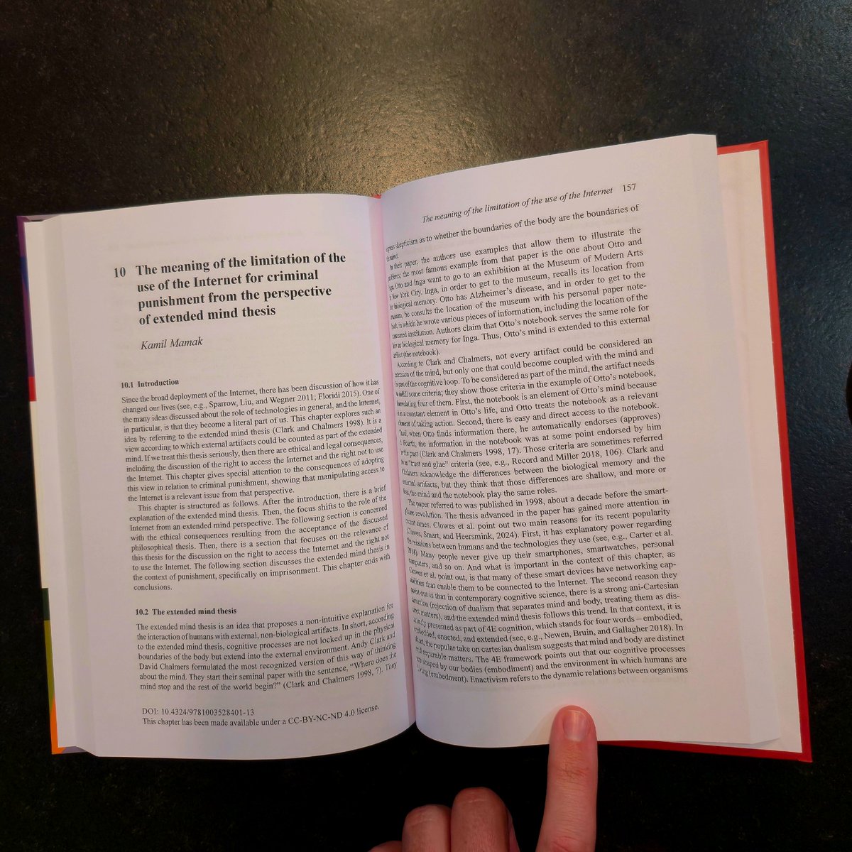 I received an author's copy of a publication in which I address the problem of Internet access in prisons. According to the philosophical theory that underlies my approach - the extended mind thesis - technologies, including the Internet, can co-create who we are. 1/2