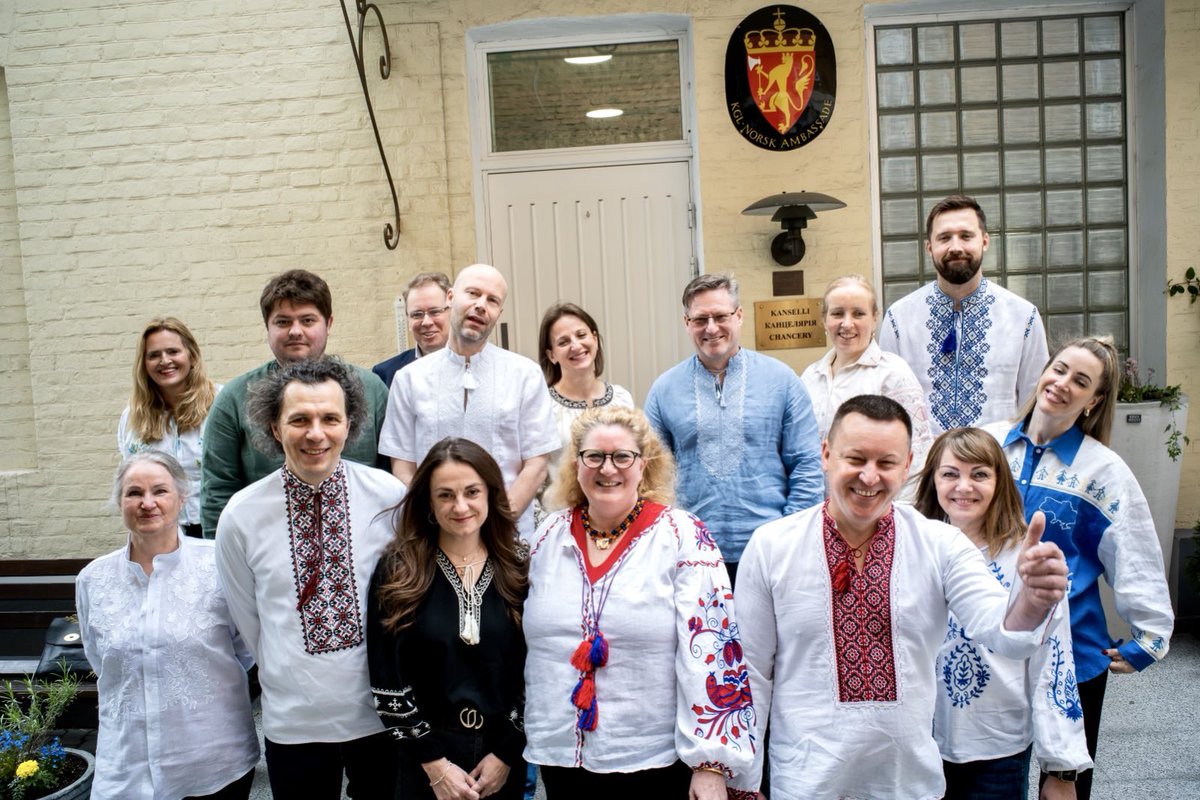 Helene Sand Andresen (@norwayambukr) on Twitter photo З Днем Вишиванки! Happy #VyshyvankaDay from the Norwegian Embassy in Kyiv. Much like a Norwegian #bunad each vyshyvanka is a powerful symbol of national identity and regional pride. Today we celebrate this beautiful expression of Ukrainian culture. <a href="/MFA_Ukraine/">MFA of Ukraine 🇺🇦</a> <a href="/NorwayMFA/">Norway MFA</a> З Днем Вишиванки! Happy #VyshyvankaDay from the Norwegian Embassy in Kyiv. Much like a Norwegian #bunad each vyshyvanka is a powerful symbol of national identity and regional pride. Today we celebrate this beautiful expression of Ukrainian culture. <a href="/MFA_Ukraine/">MFA of Ukraine 🇺🇦</a> <a href="/NorwayMFA/">Norway MFA</a>
