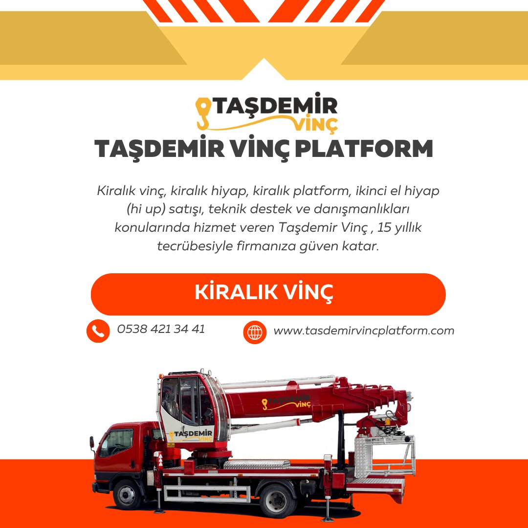 Saatlik, günlük, haftalık ve aylık kiralık vinç ihtiyaçlarınız için bizleri arayabilirsiniz.

0538 421 34 41
tasdemirvincplatform.com/kiralikvinc/
#vinc #sepetlivinc #sepetlivinç #esenyurtsepetlivinc #beylikdüzüsepetlivinc #avcılarsepetlivinc #kiralıksepetlivinc #hadimköysepetlivinc