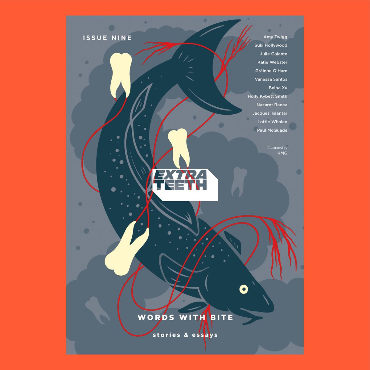 Extra Teeth (@extrateethmag) on Twitter photo ANNOUNCING: ISSUE NINE!
FICTION
<a href="/aetwigg/">Amy Twigg - UPDATES ONLY</a>
<a href="/sukihollywood/">Suki Hollywood</a>
<a href="/julie_galante/">Julie Galante</a>
Katie Webster
<a href="/spacedolphin__/">Gráinne O'Hare</a>
Vanessa Santos
<a href="/beina_xu/">Beina Xu</a>
Holly Kybett Smith
<a href="/NazaretRanea/">Nazaret Ranea</a>
<a href="/JacquesTsiantar/">Jacques Tsiantar (he/him)</a>
NONFICTION
<a href="/LotWhalen/">Lottie Whalen</a>
Paul McQuade
Art: KMG ANNOUNCING: ISSUE NINE!
FICTION
<a href="/aetwigg/">Amy Twigg - UPDATES ONLY</a>
<a href="/sukihollywood/">Suki Hollywood</a>
<a href="/julie_galante/">Julie Galante</a>
Katie Webster
<a href="/spacedolphin__/">Gráinne O'Hare</a>
Vanessa Santos
<a href="/beina_xu/">Beina Xu</a>
Holly Kybett Smith
<a href="/NazaretRanea/">Nazaret Ranea</a>
<a href="/JacquesTsiantar/">Jacques Tsiantar (he/him)</a>
NONFICTION
<a href="/LotWhalen/">Lottie Whalen</a>
Paul McQuade
Art: KMG