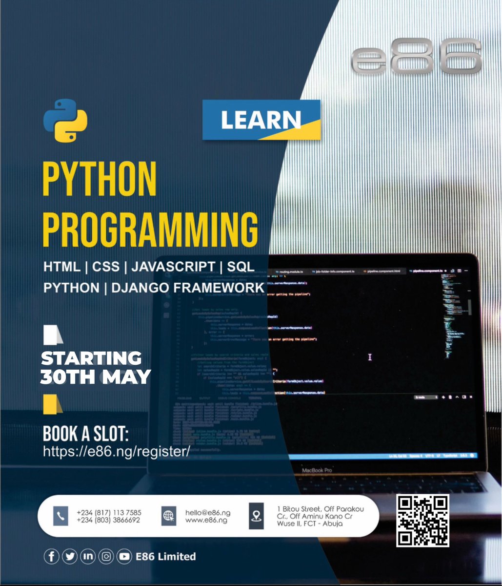 With the year almost halfway, now's the perfect time to invest in your future. Enroll in a tech course at e86 and boost your skills to achieve your career goals in 2025.

Register now and take the first step towards a brighter future! 

e86.ng/register