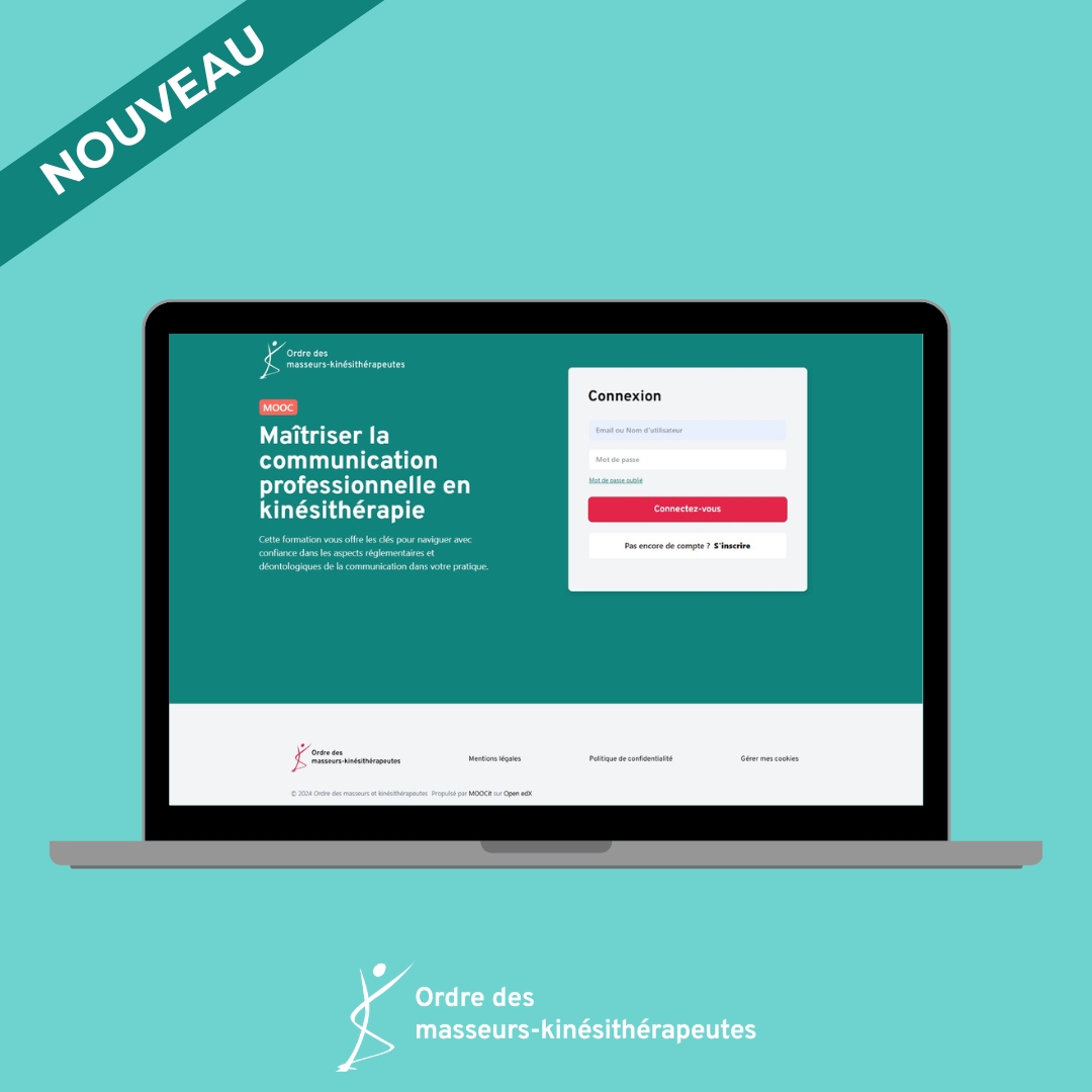 Ordre des masseurs-kinésithérapeutes (@cnomk) on Twitter photo 💬 Les modes de communication évoluent vite… très vite ! 📱
Face à cette révolution numérique, le <a href="/cnomk/">Ordre des masseurs-kinésithérapeutes</a> lance le MOOC 🎓 : « Maîtriser la communication professionnelle en kinésithérapie ». 💡
✅ Gratuit
✅ 100 % en ligne
✅ Ouvert à tous les kinésithérapeutes
Cette formation 💬 Les modes de communication évoluent vite… très vite ! 📱
Face à cette révolution numérique, le <a href="/cnomk/">Ordre des masseurs-kinésithérapeutes</a> lance le MOOC 🎓 : « Maîtriser la communication professionnelle en kinésithérapie ». 💡
✅ Gratuit
✅ 100 % en ligne
✅ Ouvert à tous les kinésithérapeutes
Cette formation