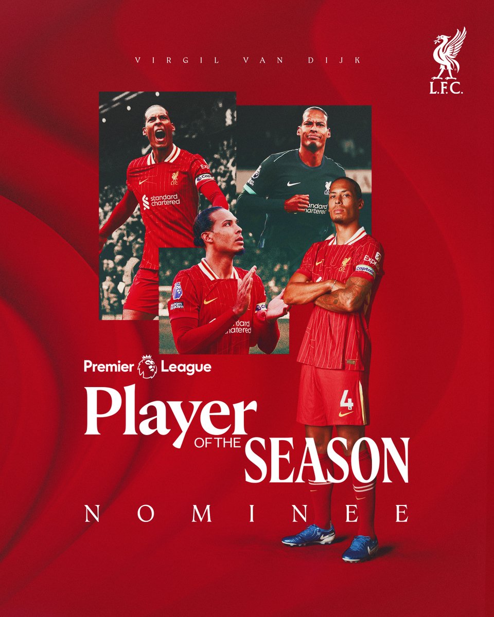 Liverpool FC (@lfc) on Twitter photo Well-deserved, skipper ๐ด
<a href="/VirgilvDijk/">Virgil van Dijk</a> has been nominated for the <a href="/premierleague/">Premier League</a> Player of the Season award ๐ Well-deserved, skipper ๐ด
<a href="/VirgilvDijk/">Virgil van Dijk</a> has been nominated for the <a href="/premierleague/">Premier League</a> Player of the Season award ๐