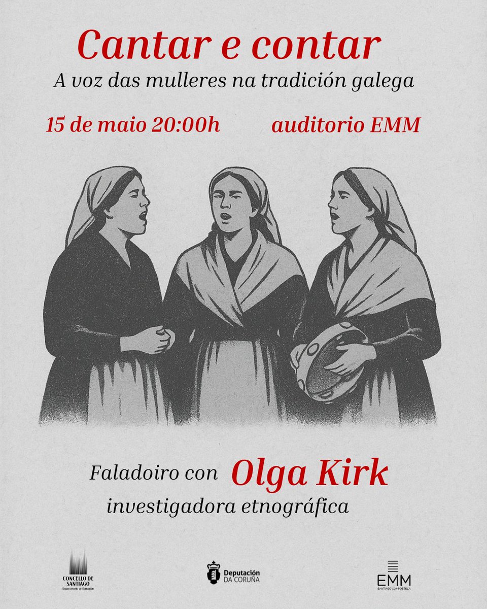 Un faladoiro especial con Olga Kirk, investigadora etnográfica, hoxe ás 20:00h na EMM descubriremos e poñeremos en valor o papel das mulleres na nosa tradición oral e musical.
Un encontro para escoitar, compartir e celebrar.
#EMM2025 #MúsicaenCompostela #LetrasGalegas2025