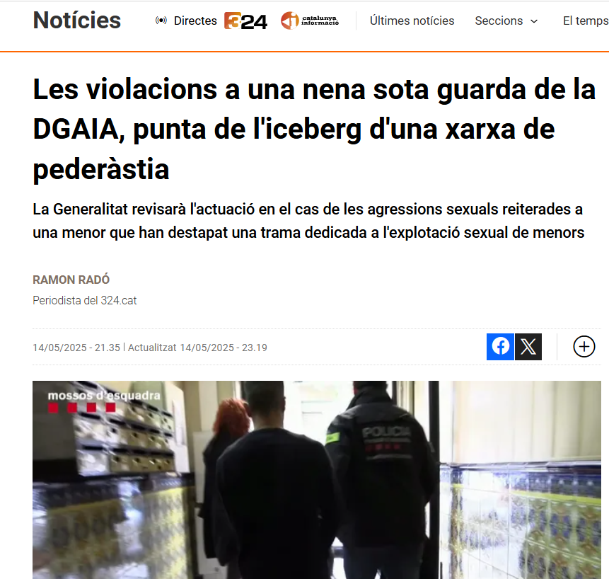 El primer: protegir els menors. Cal posar tots els mitjans de l'administració al servei de la víctima. Intolerable pensar que una xarxa de pederàstia pugui tenir accés a una nena sota tutela. Tot el suport a la investigació judicial i interna perquè mai més torni a passar