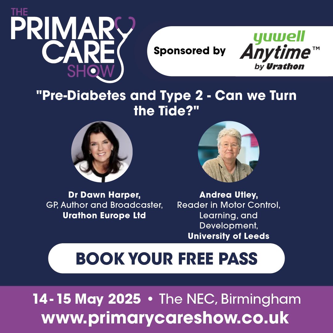 Join Dawn Harper and Andrea Utley at the GP Programme 1 Theatre. "Pre-Diabetes and Type 2 - Can we Turn the Tide?" Session sponsored by Yuwell Anytime by Urathon
