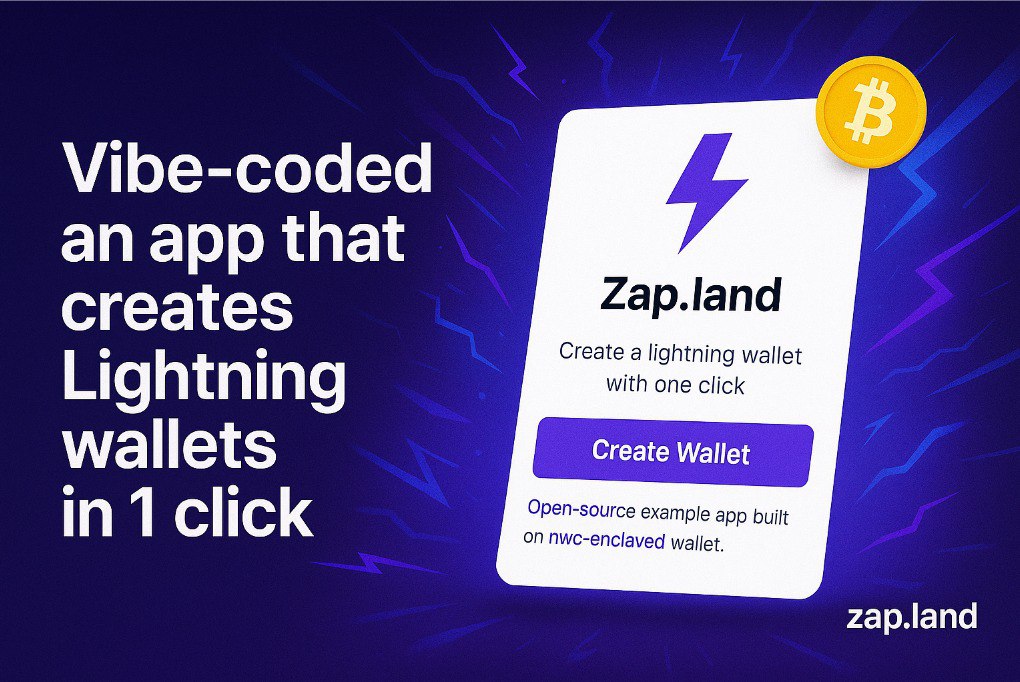 ArturBrugeman's tweet image. Vibe-coded an app that creates lighting wallets in 1 click zap.land