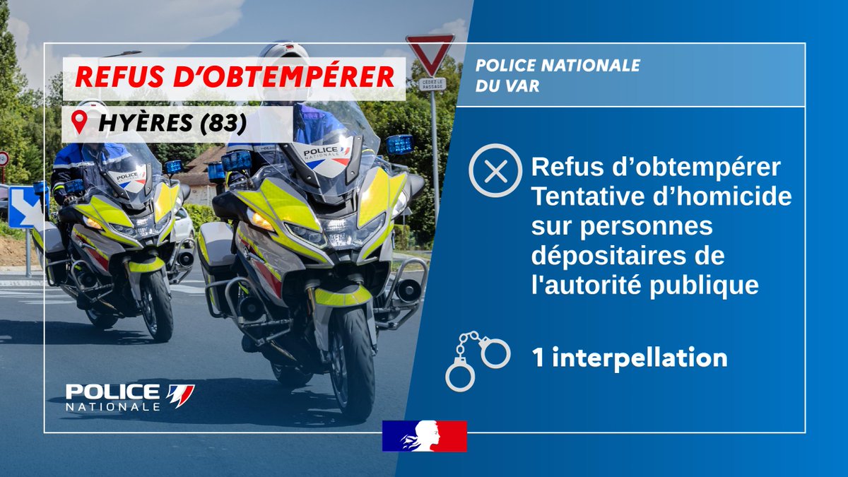PoliceNat83's tweet photo. 🚨Hier, le conducteur d'un 🚚volé commettait de multiples infractions au code de la route.
Suite à refus d'obtempérer, il percutait plusieurs véhicules et fonçait sur nos👮♀️👮
❌Interpellé à #Hyères pour conduite dangereuse et #tentatives #homicides #PDAP https://t.co/nelXZECeqk