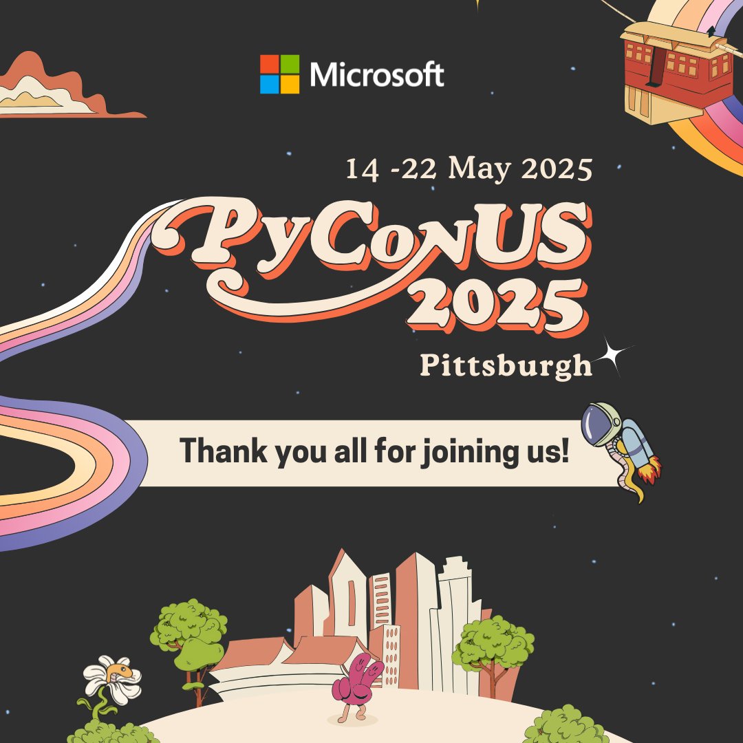 pythonvscode's tweet image. Thank you to everyone who visited the #Microsoft booth at #PyConUS 2025! It was a pleasure connecting with you all! 🐍