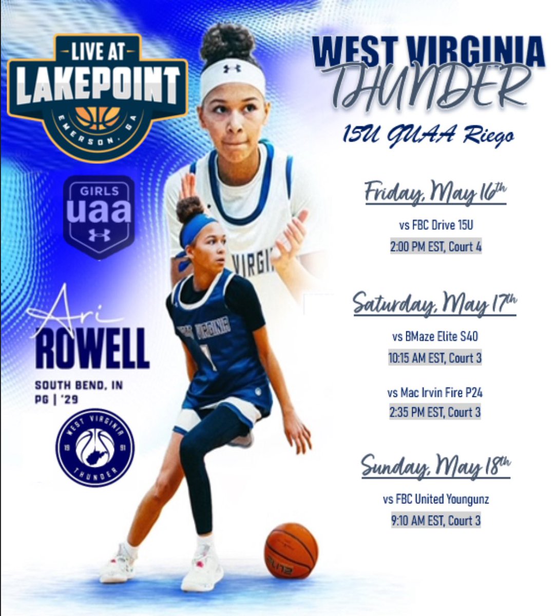 Arianna Rowell (@ariannarowell) on Twitter photo Excited to be back on the court this weekend with my team <a href="/WVThunderRiego/">West Virginia Thunder Riego</a> at Live at Lakepoint! Excited to be back on the court this weekend with my team <a href="/WVThunderRiego/">West Virginia Thunder Riego</a> at Live at Lakepoint!