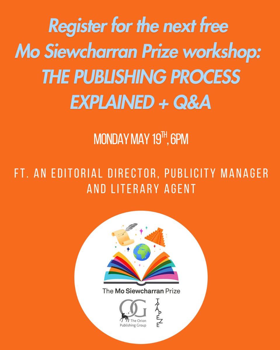 Orion Publishing (@orionbooks) on Twitter photo Ever thought about writing a non-fiction book? Don't know where to start?
Then don't miss our FREE workshop on Monday 19th at 6pm, run by Editorial Director, <a href="/katieogunsakin/">flamin nora</a>, Publicity Manager, Harry Taylor and Literary Agent, Emma Bal.
Sign up now:
eventbrite.com/e/the-mo-siewc… Ever thought about writing a non-fiction book? Don't know where to start?
Then don't miss our FREE workshop on Monday 19th at 6pm, run by Editorial Director, <a href="/katieogunsakin/">flamin nora</a>, Publicity Manager, Harry Taylor and Literary Agent, Emma Bal.
Sign up now:
eventbrite.com/e/the-mo-siewc…