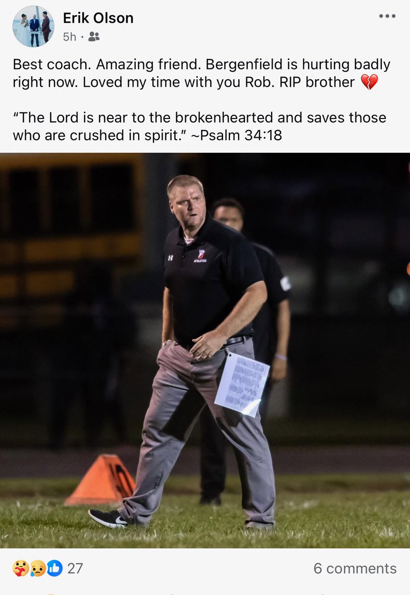 Devastated for our community, for my assistant coach and his family. A tragedy. Lost an incredible human, an impactful man, and someone who will never be forgotten. 

Life is unfair sometimes. Hug the people you love. 

Rest easy Coach Rob Violante.