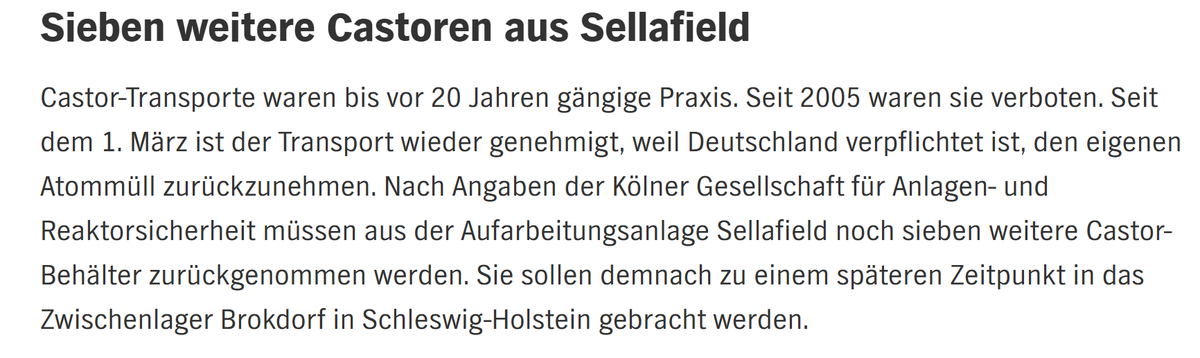 Der nette JB behauptet, dass das Wiederaufbereiten von Atommüll nie verboten wurde. Als Beweis dazu verwendet er einen Artikel, in dem steht, dass das seit 2005 Verboten wurde. In dem Transport gab es eine Rücküberführung von davor behandelten Müll. 
x.com/JB_Hattersheim…