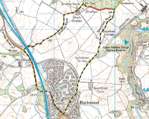 Emergency road closure: Draffan Fence Road is closed between Draffan Road and Southfield Road from today (Thursday 15 May) for up to 5 days for Scottish Water repairs to a burst water main.