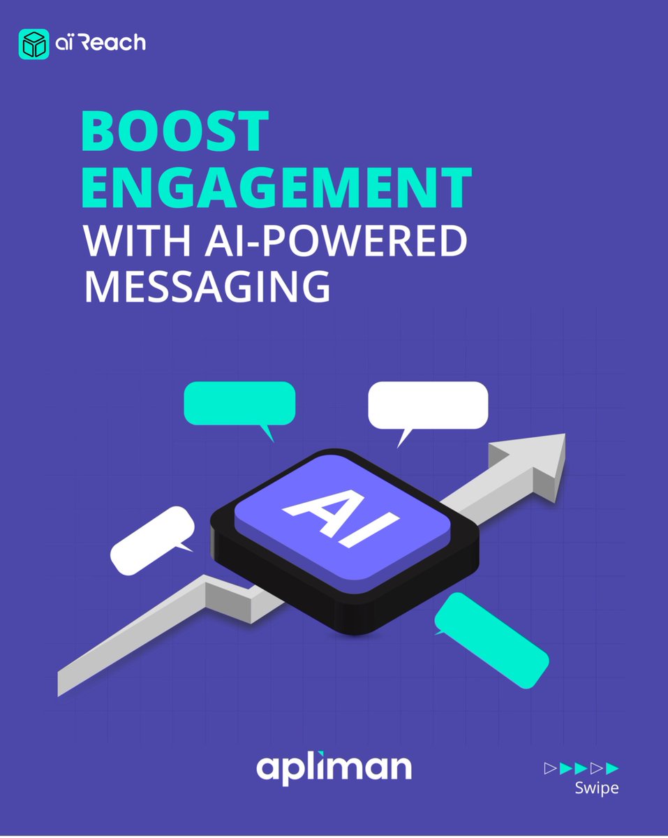 AplimanTech's tweet photo. Boost engagement.
Automate conversations.
Time your messages smartly.
Track every interaction.

aiReach lets you do more, with less effort.

#aiReach #Apliman #CustomerMessaging #AICommunication #EngagementTools https://t.co/W5XmVAAGO5