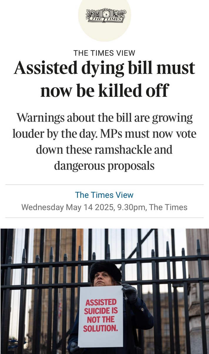 Times: “It is striking Starmer will not be present…it is his fault that assisted dying was relegated to a private member’s bill… presumably to distance Labour from any backlash. That hasn’t worked: voters believe the bill is government policy. This a bad bill beyond repair.”