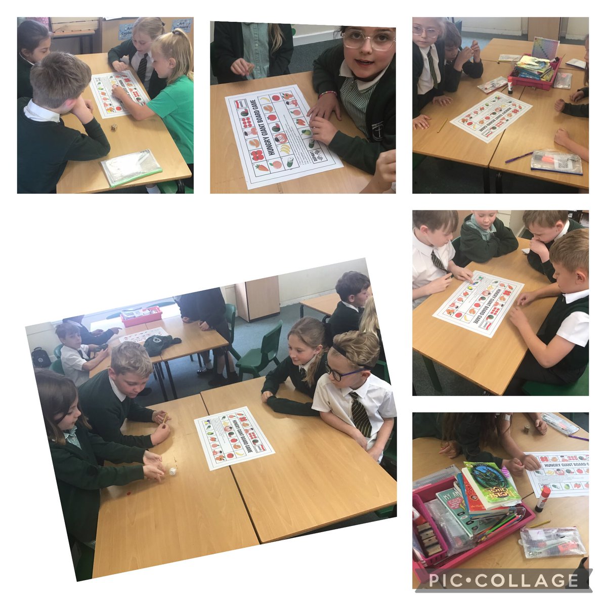 This morning, we have been playing a board game to practice asking for various fruits and vegetables in French.