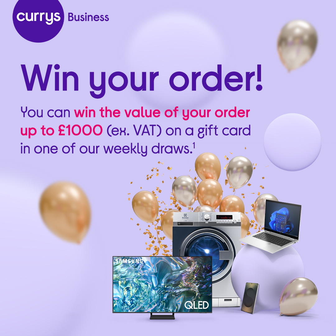 🎉 Your next Currys Business order could be FREE!

🛍️ Order by 29 July
🎟️ Auto entry into our weekly draw
🏆 2 winners every week!

Upgrade your tech &amp; get rewarded 👉 
business.currys.co.uk/featured/win-y…

*T&amp;Cs apply. UK biz only.
#CurrysBusiness #WinYourOrder #BusinessTech