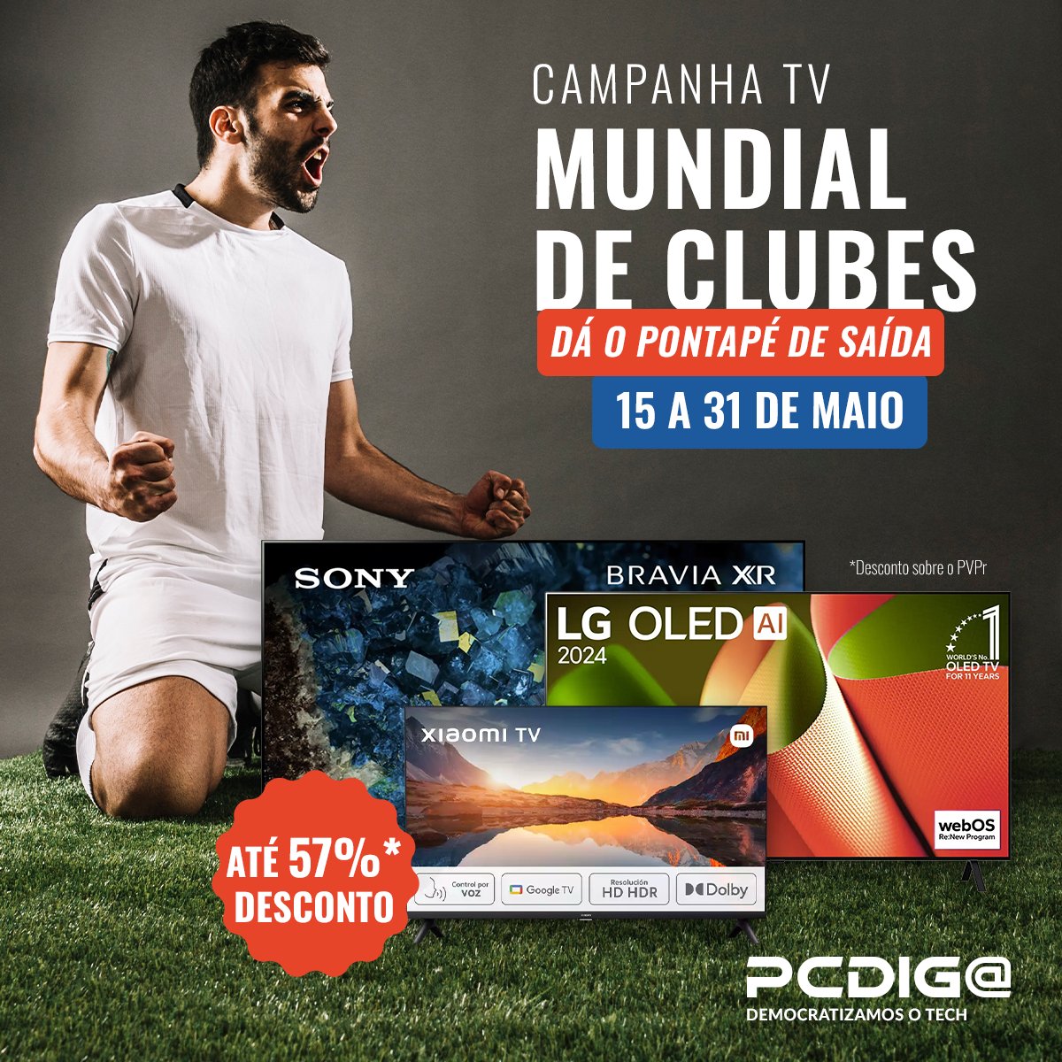 Rola a bola! ⚽
O mundial de clubes está aí à porta e, com a PCDIGA, podes dar o pontapé de saída com descontos de até 57% em gama selecionada de Televisões e Smart TVs.
Aproveita já em ➡️ link.pcdiga.com/3ZhUHQQ